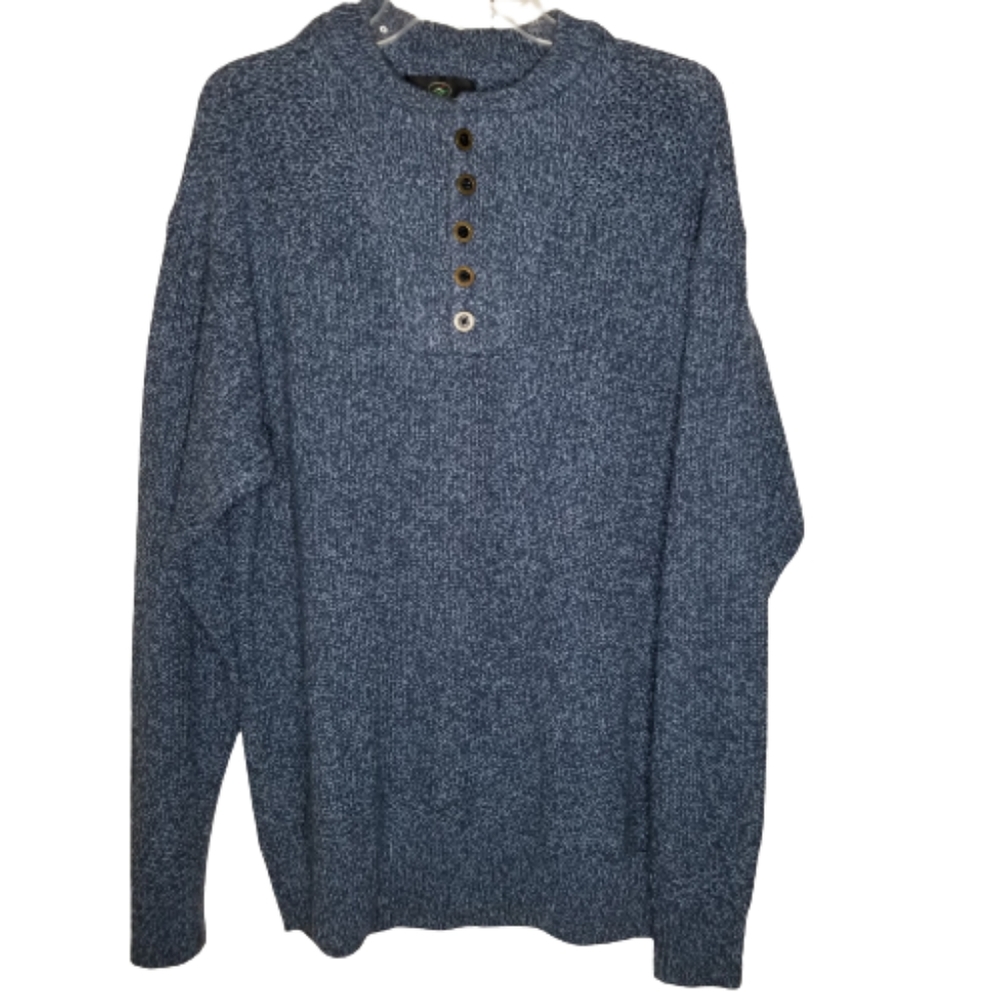 Red‎ Head Blue Henley Pullover Knit Sweater Long Sleeve Sweatshirt Size X…